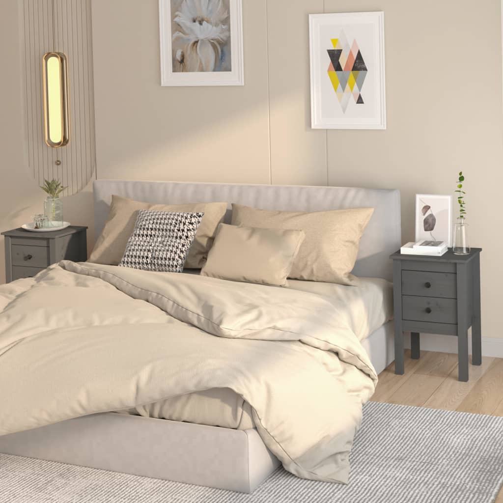 Berkfield Bedside Cabinets 2 pcs Grey 40x35x61.5 cm Solid Wood Pine