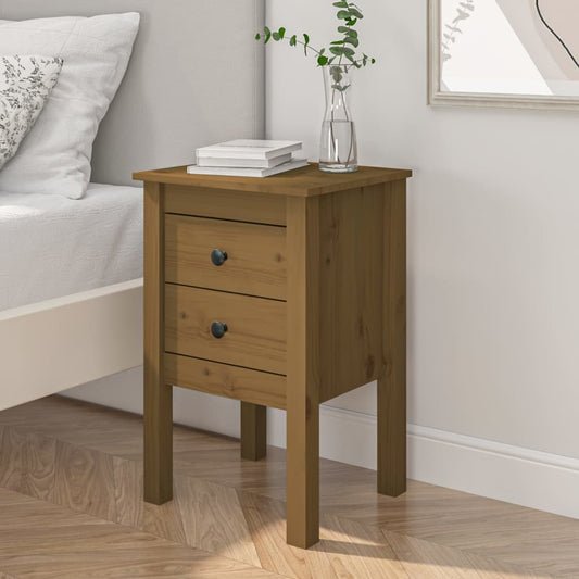 Berkfield Bedside Cabinet Honey Brown 40x35x61.5 cm Solid Wood Pine
