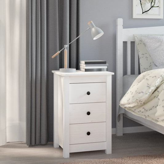 Berkfield Bedside Cabinet White 40x35x61.5 cm Solid Wood Pine
