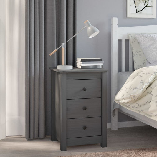 Berkfield Bedside Cabinet Grey 40x35x61.5 cm Solid Wood Pine