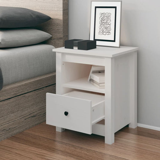 Berkfield Bedside Cabinet White 40x35x49 cm Solid Wood Pine