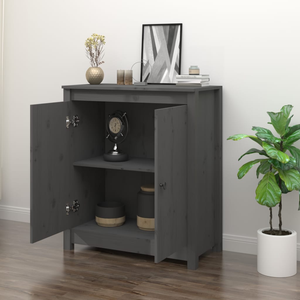 Berkfield Sideboard Grey 70x35x80 cm Solid Wood Pine