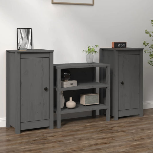 Berkfield Sideboards 2 pcs Grey 40x35x80 cm Solid Wood Pine