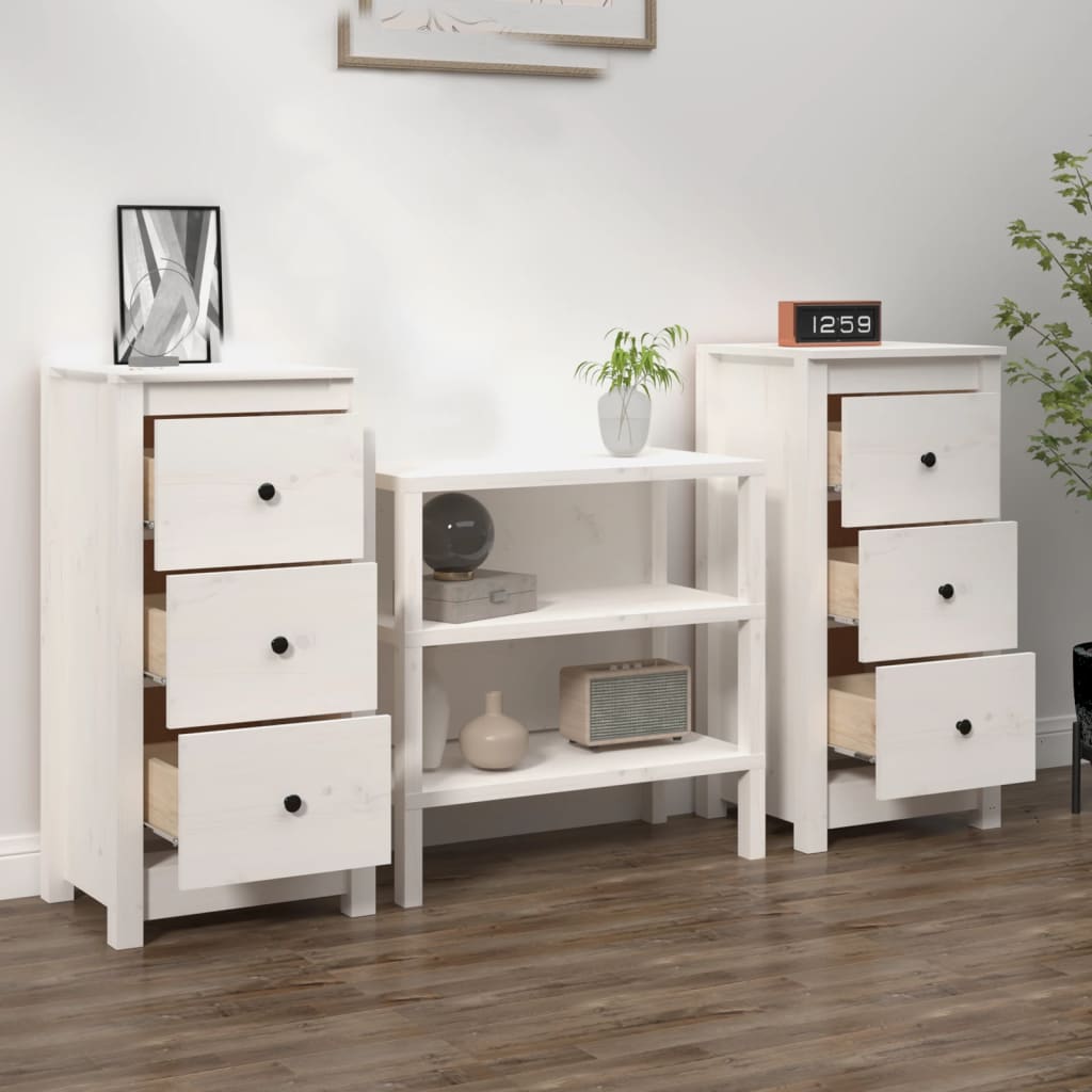 Berkfield Sideboards 2 pcs White 40x35x80 cm Solid Wood Pine