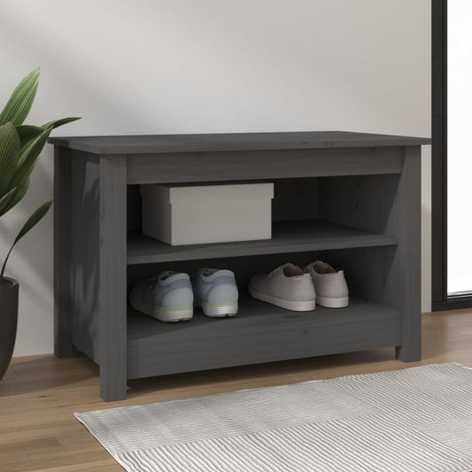 Berkfield Shoe Bench Grey 70x38x45.5 cm Solid Wood Pine