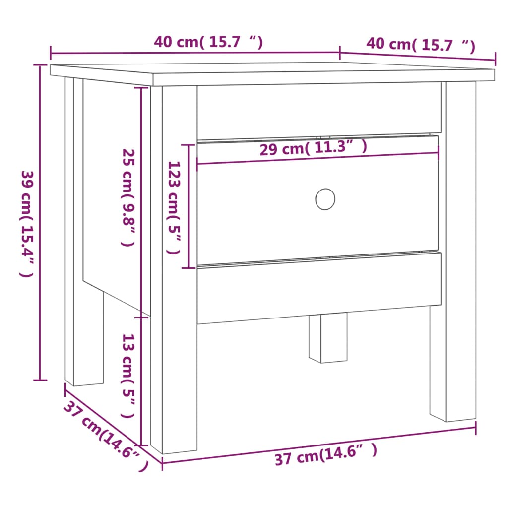 Berkfield Side Tables 2 pcs Grey 40x40x39 cm Solid Wood Pine
