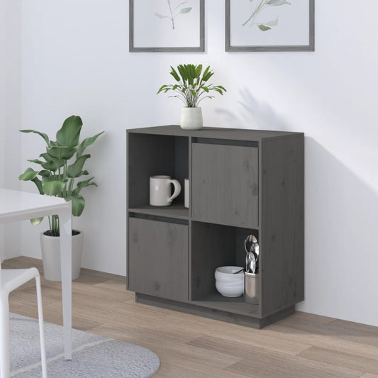 Berkfield Sideboard Grey 74x35x80 cm Solid Wood Pine
