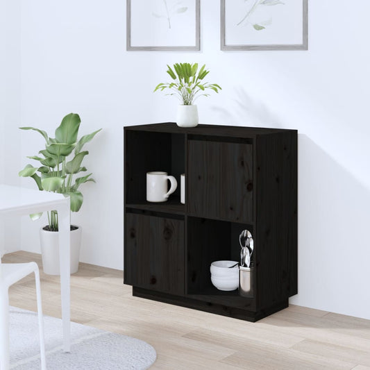 Berkfield Sideboard Black 74x35x80 cm Solid Wood Pine