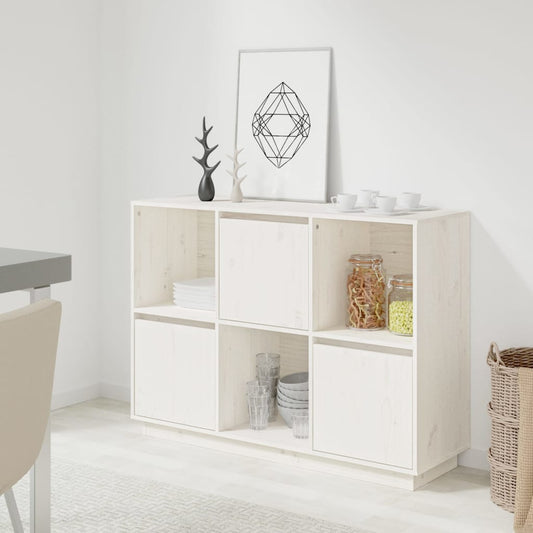 Berkfield Sideboard White 110.5x35x80 cm Solid Wood Pine