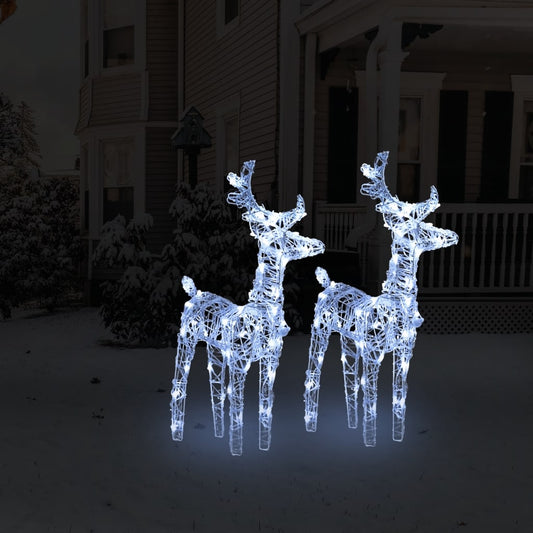 Berkfield Christmas Reindeers 2 pcs Cold White 80 LEDs Acrylic