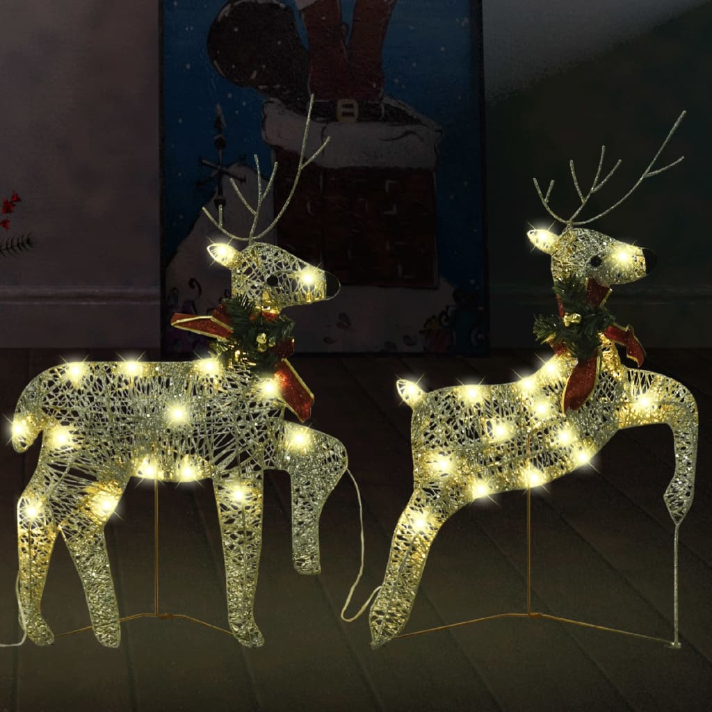 Berkfield Christmas Reindeers 2 pcs Gold 40 LEDs