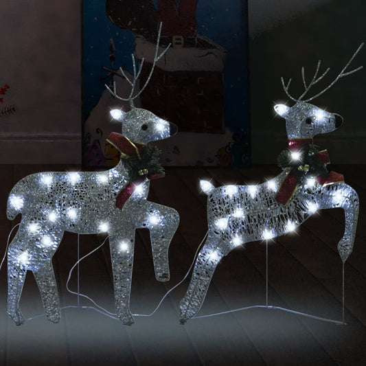 Berkfield Christmas Reindeers 2 pcs Silver 40 LEDs
