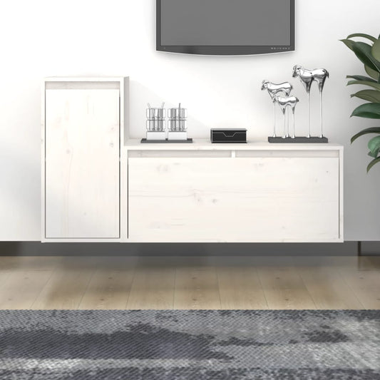Berkfield TV Cabinets 2 pcs White Solid Wood Pine