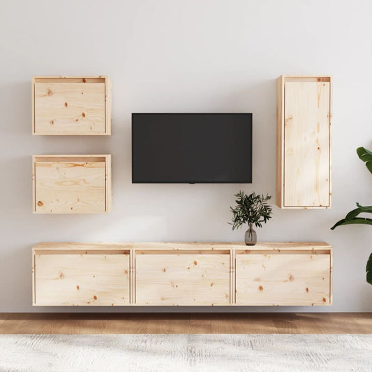 Berkfield TV Cabinets 6 pcs Solid Wood Pine