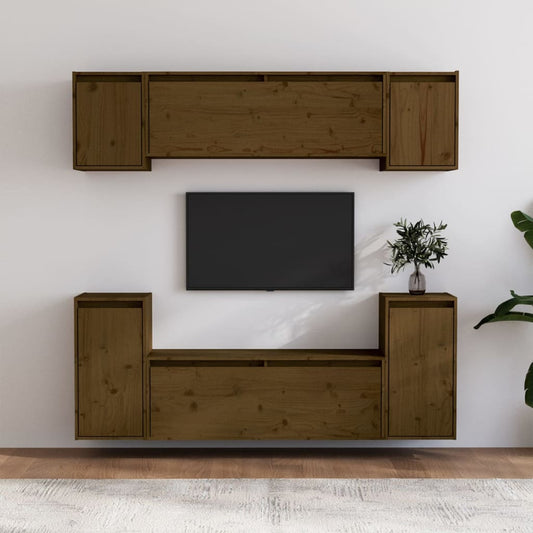Berkfield TV Cabinets 6 pcs Honey Brown Solid Wood Pine