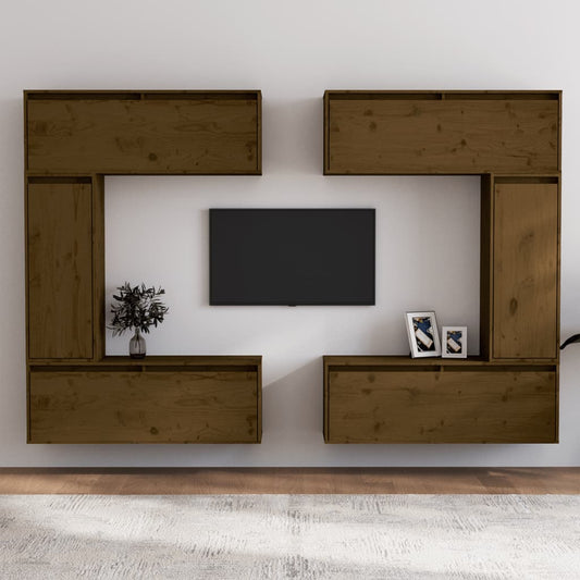 Berkfield TV Cabinets 6 pcs Honey Brown Solid Wood Pine