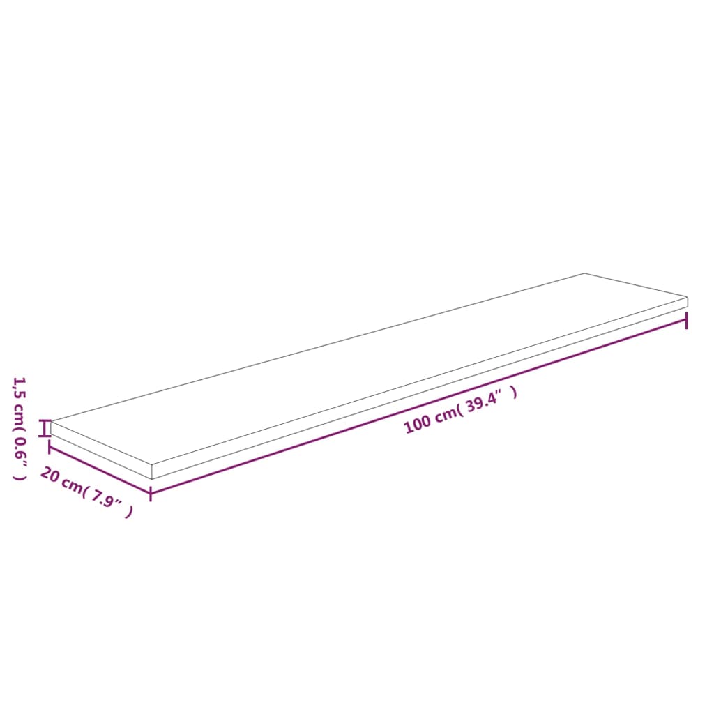 Berkfield Shelf Board 100x20x1.5 cm Untreated Solid Wood Oak