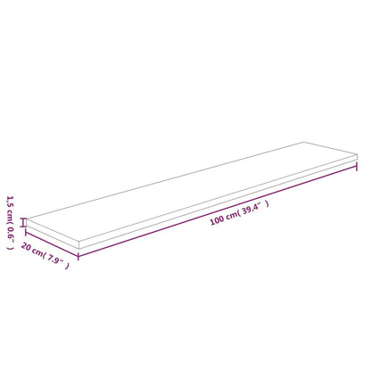 Berkfield Shelf Board 100x20x1.5 cm Untreated Solid Wood Oak