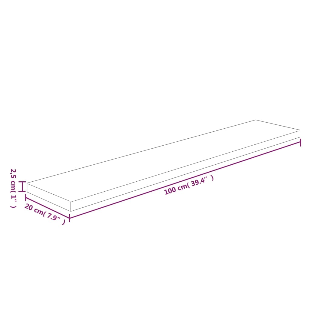 Berkfield Shelf Board 100x20x2.5 cm Untreated Solid Wood Oak