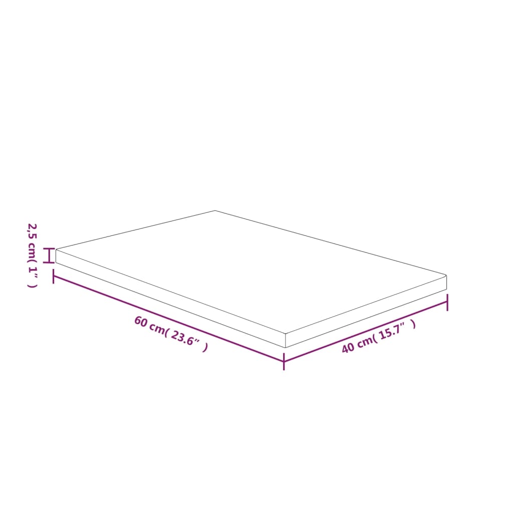 Berkfield Bathroom Countertop 60x40x2.5 cm Untreated Solid Wood