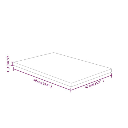 Berkfield Bathroom Countertop 60x40x2.5 cm Untreated Solid Wood