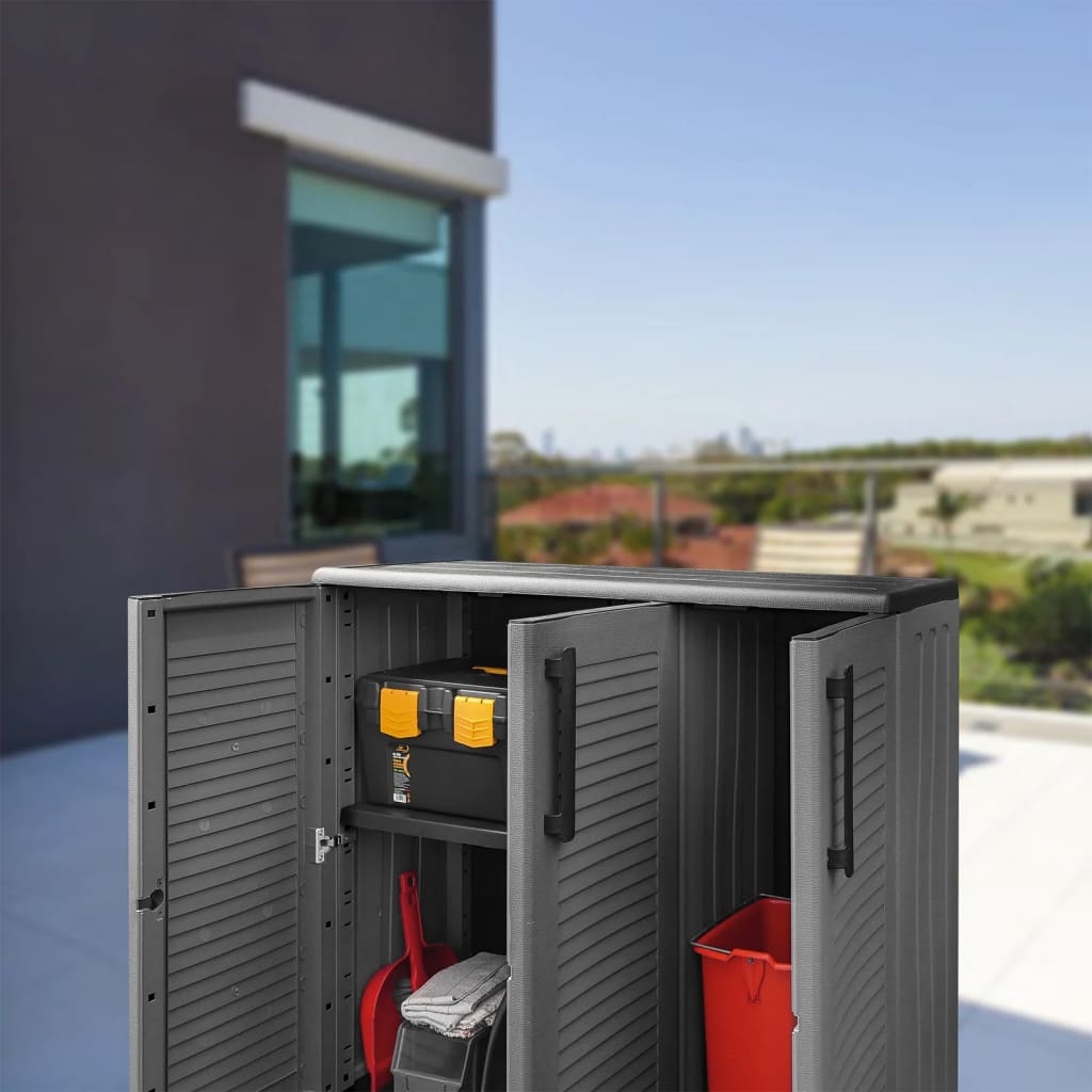 Berkfield Garden Storage Cabinet Grey and Black 102x37x84 cm PP