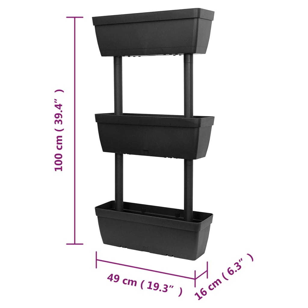 Berkfield Garden Planter 3 pcs 100 cm Anthracite