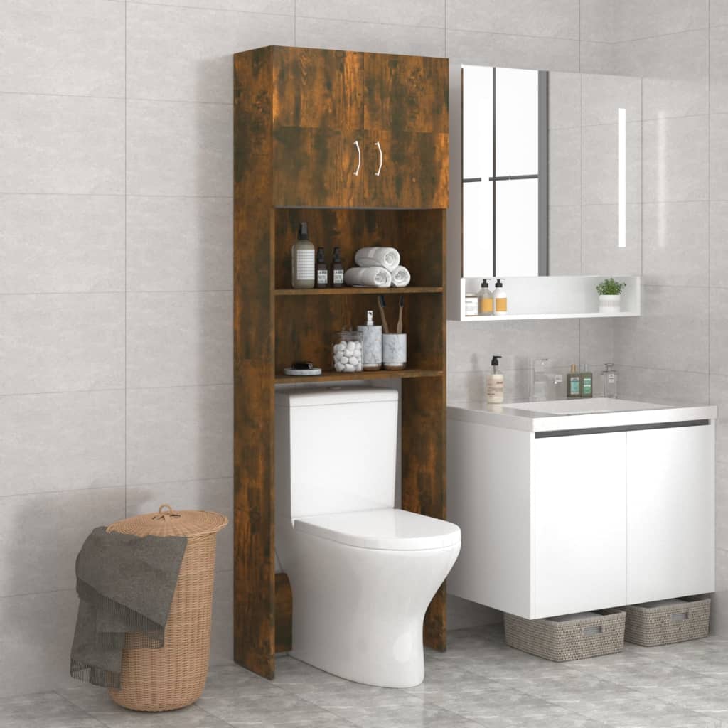 Berkfield Washing Machine Cabinet Smoked Oak 64x25.5x190 cm