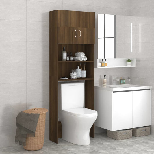 Berkfield Washing Machine Cabinet Brown Oak 64x25.5x190 cm