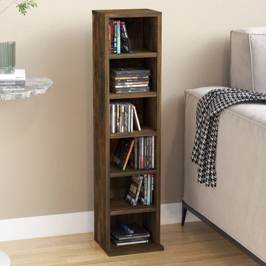 Berkfield CD Cabinet Smoked Oak 21x20x88 cm Engineered Wood