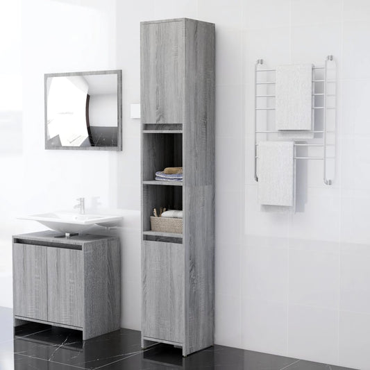Berkfield Bathroom Cabinet Grey Sonoma 30x30x183.5 cm Engineered Wood