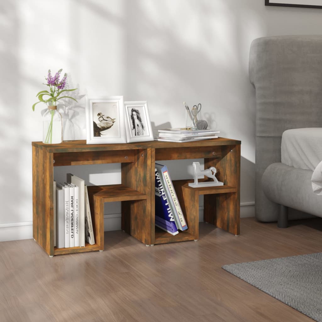Berkfield Bed Cabinets 2 pcs Smoked Oak 40x30x40 cm Engineered Wood