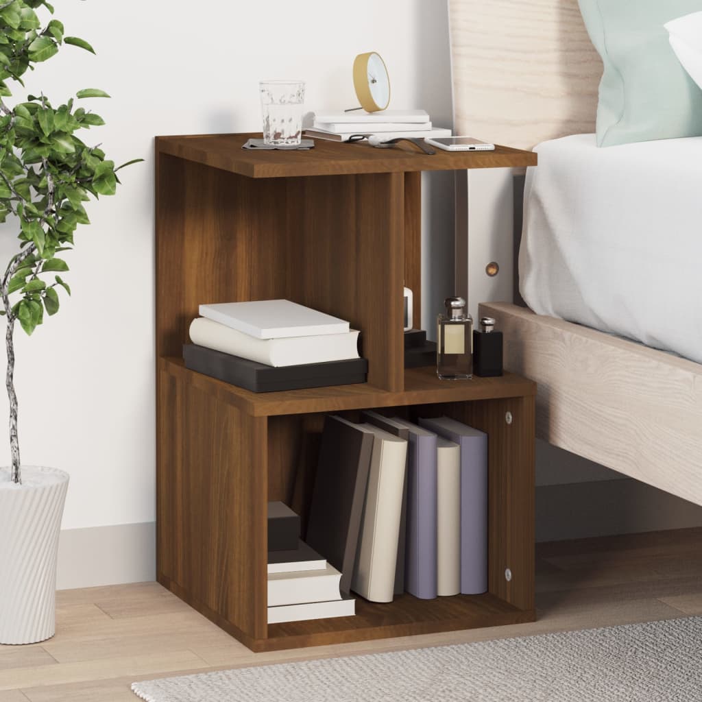 Berkfield Bedside Cabinet Brown Oak 35x35x55 cm Engineered Wood