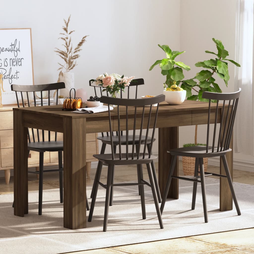 Berkfield Dining Table Brown Oak 140x74.5x76 cm Engineered Wood