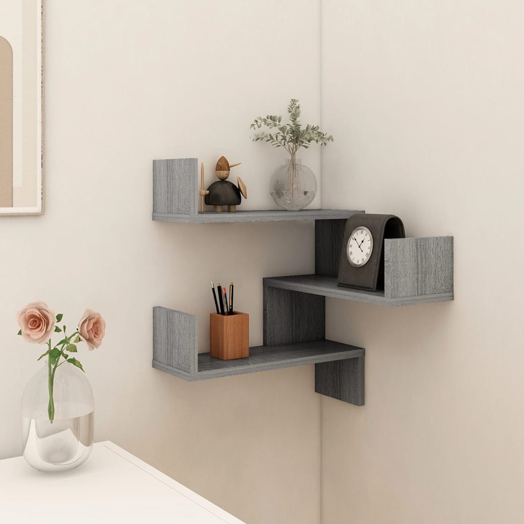 Berkfield Wall Corner Shelf Grey Sonoma 40x40x50 cm Engineered Wood