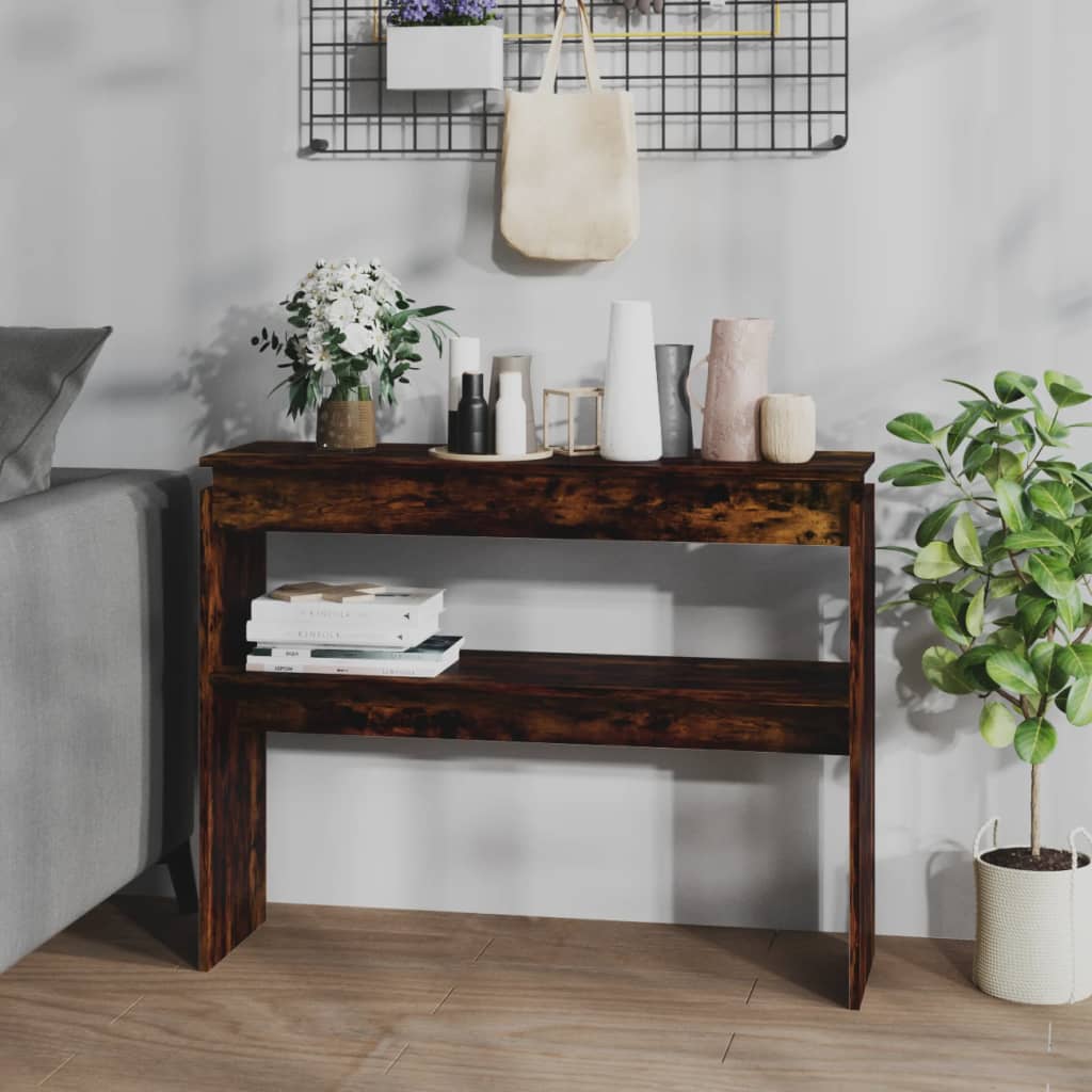Berkfield Console Table Smoked Oak 102x30x80 cm Engineered Wood