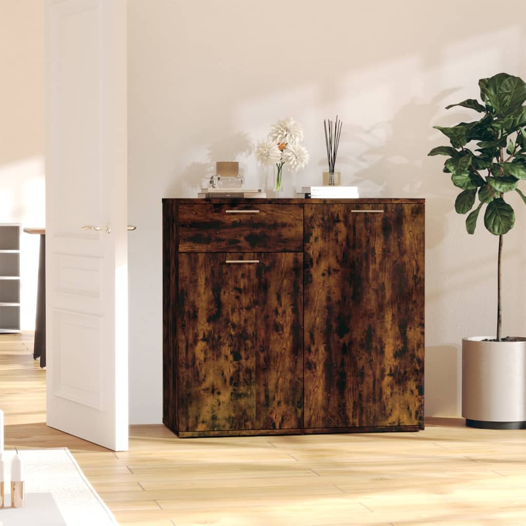 Berkfield Sideboard Smoked Oak 80x36x75 cm Engineered Wood