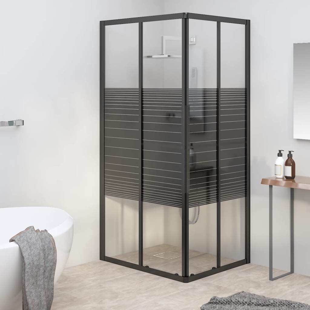 Berkfield Stripe Shower Cabin ESG 80x70x180 cm Black