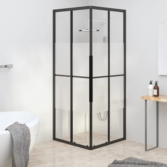 Berkfield Shower Cabin Half Frosted ESG 80x80x180 cm Black