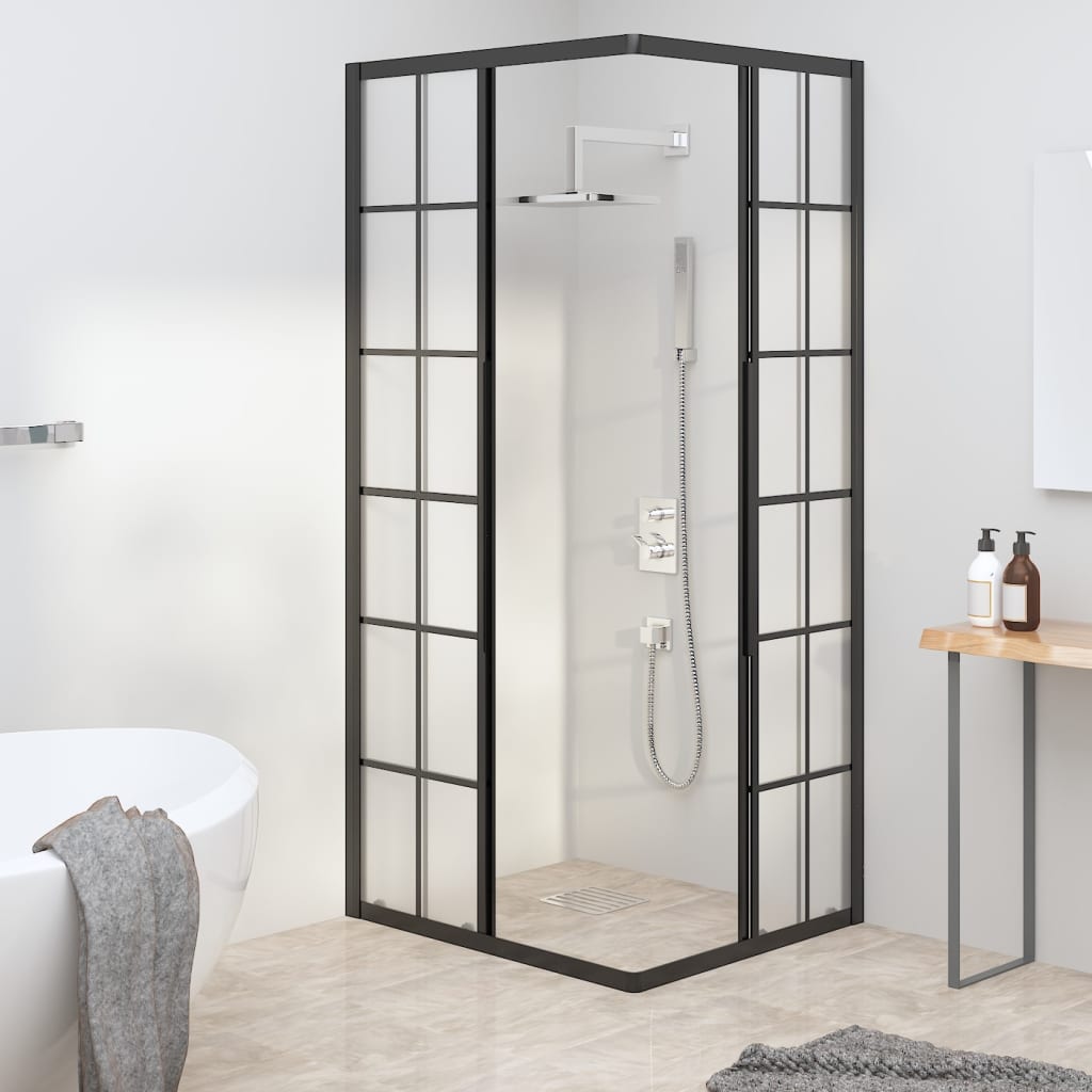 Berkfield Shower Cabin Frosted ESG 90x70x180 cm Black