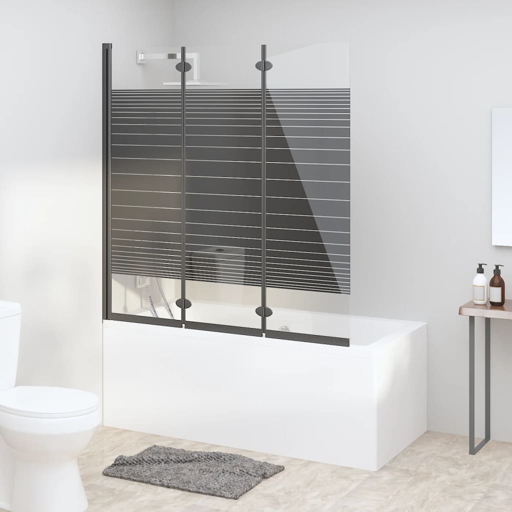 Berkfield Foldable Shower Enclosure 3 Panels 130x130 cm ESG Black