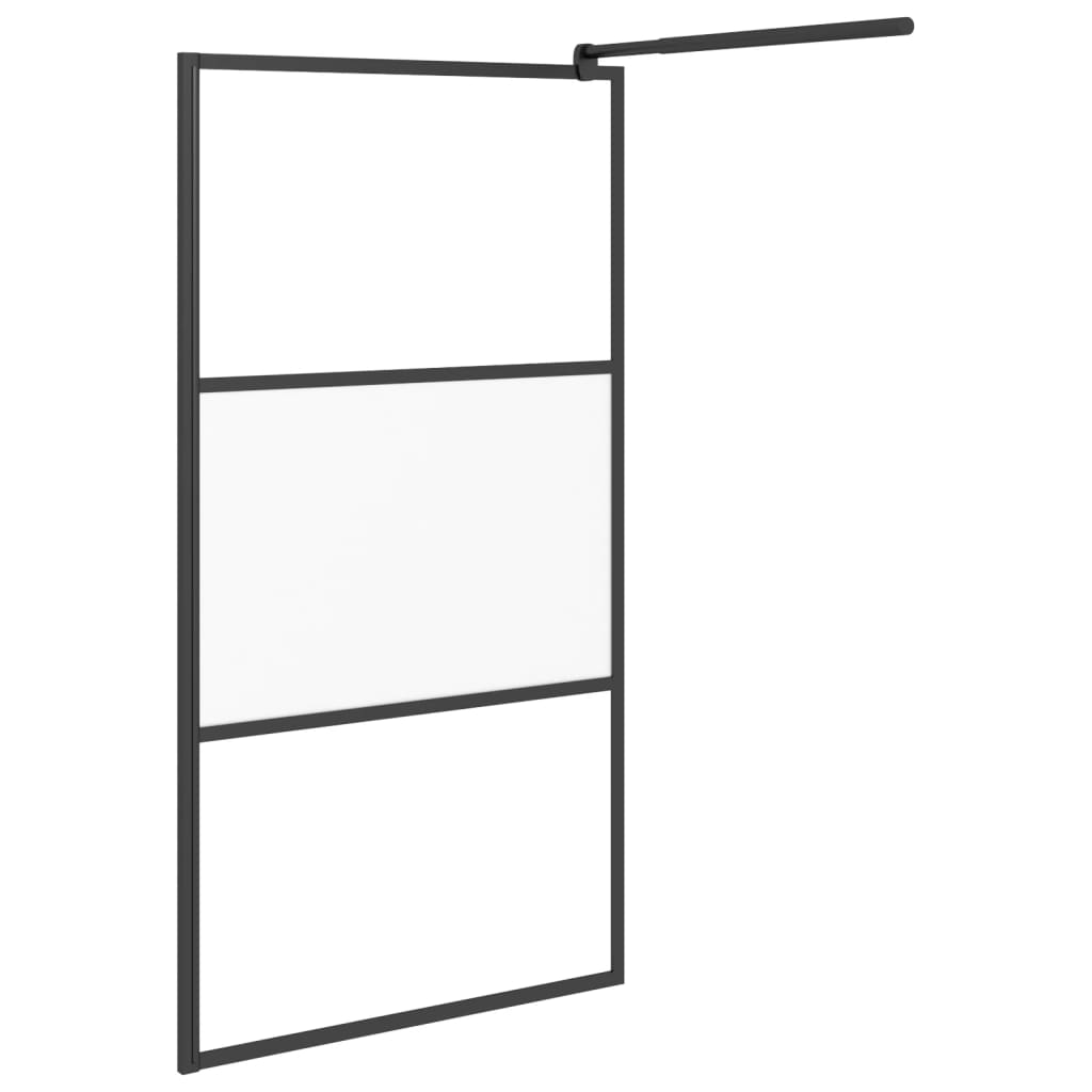 Berkfield Walk-in Shower Wall 100x195 cm Half Frosted ESG Glass Black