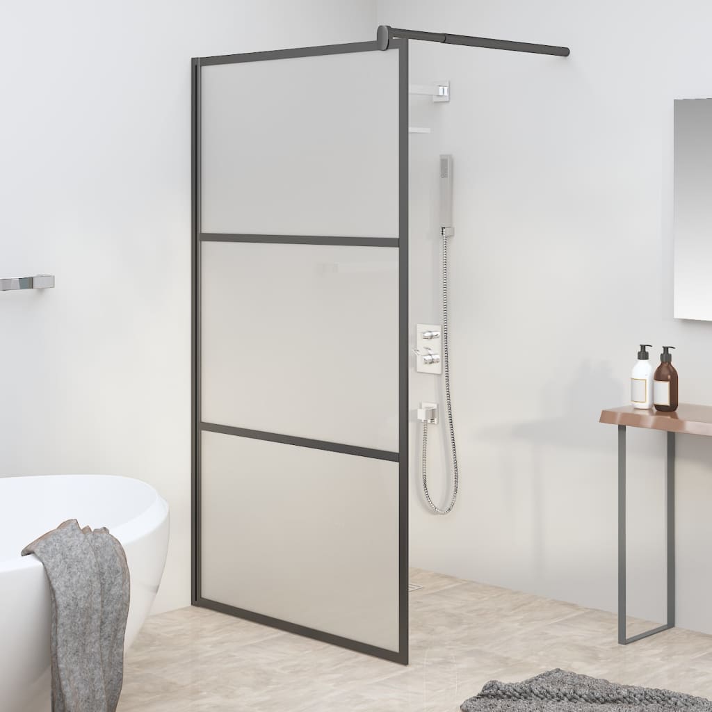 Berkfield Walk-in Shower Wall 115x195 cm Frosted ESG Glass Black