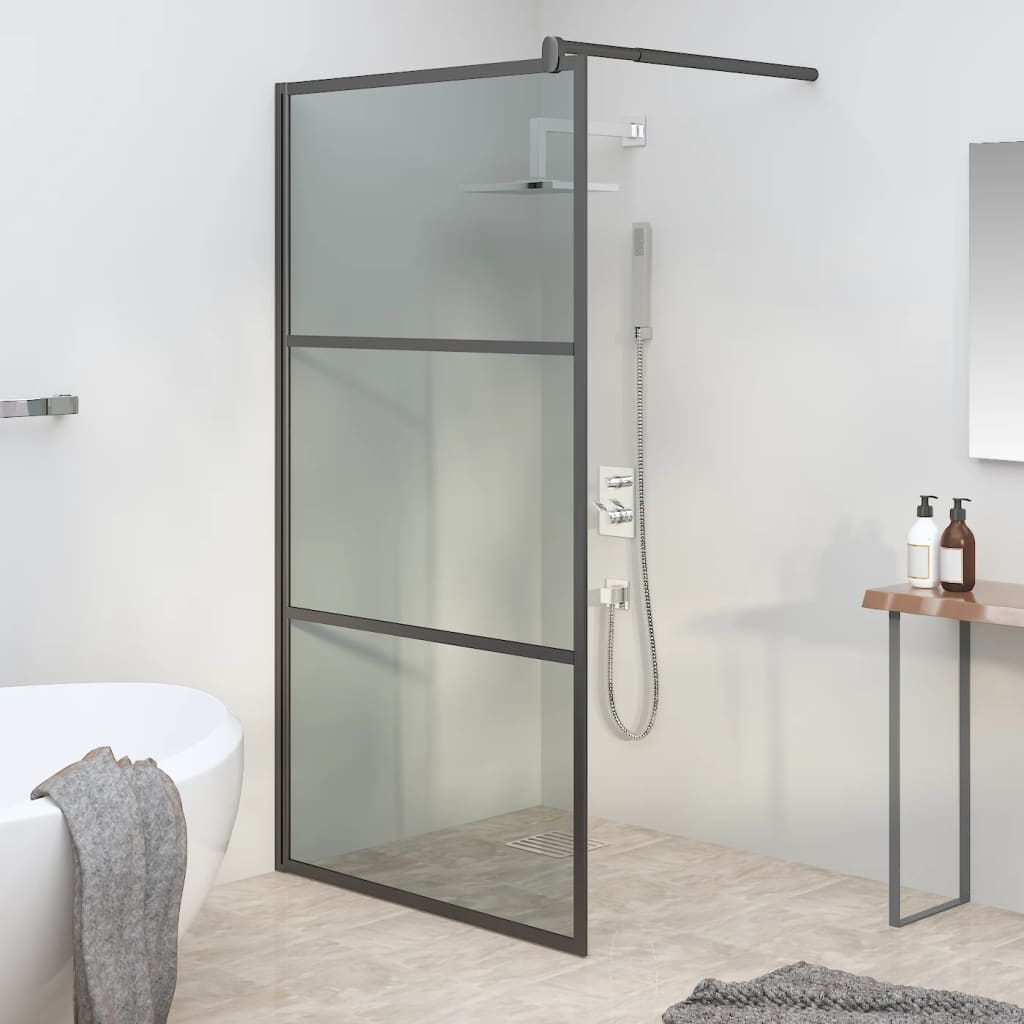 Berkfield Walk-in Shower Wall 115x195cm Dark ESG Glass Black