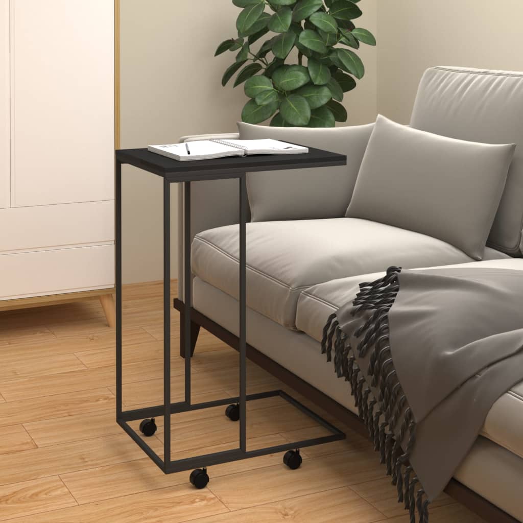 Berkfield Side Table with Wheels Black 40x30x63.5 cm Engineered Wood
