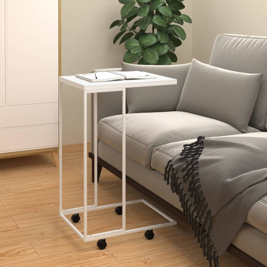 Berkfield Side Table with Wheels White 40x30x63.5 cm Engineered Wood
