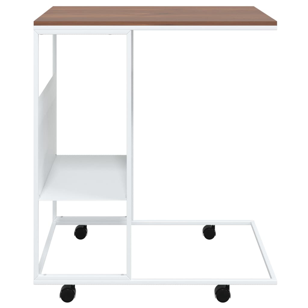 Berkfield Side Table with Wheels White 55x36x63.5 cm Engineered Wood