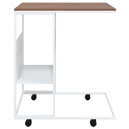 Berkfield Side Table with Wheels White 55x36x63.5 cm Engineered Wood