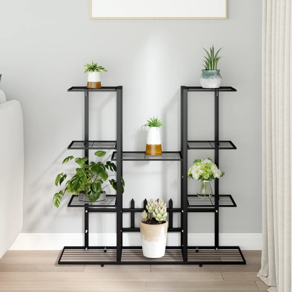 Berkfield Flower Stand 94.5x25x89 cm Black Iron
