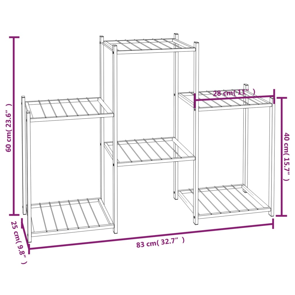 Berkfield Flower Stand 83x25x60 cm Black Iron